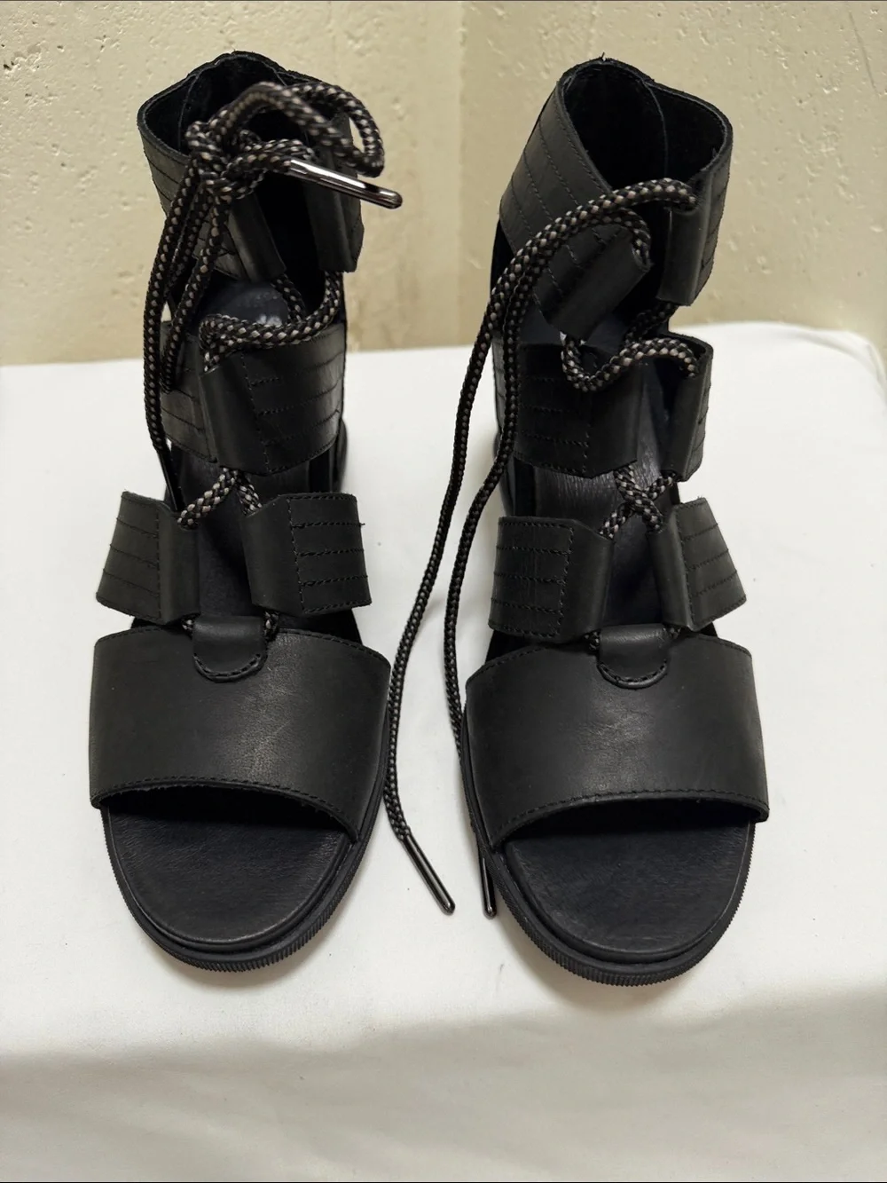 Sorel Black Lace-Up Gladiator Sandals
